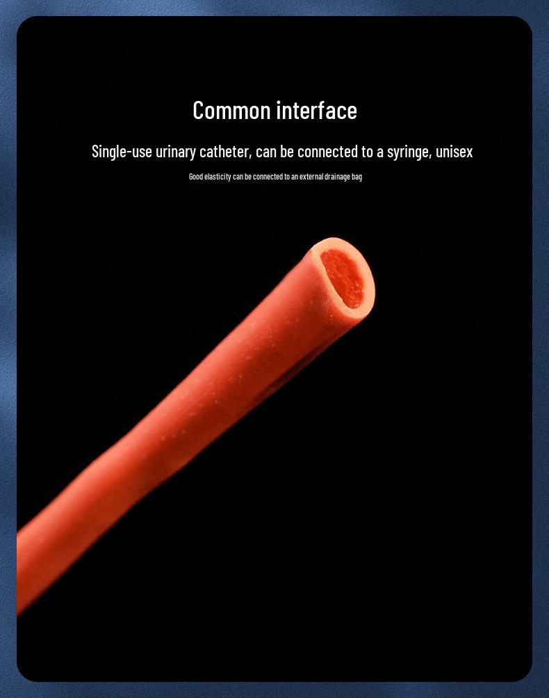 Jiangyang Sterile Red Rubber Single-Use Catheter with Urine Collection Bag for Men and Women.