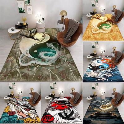 Chinesischer Stil Nationaler Trend Teppich Taoistisch Tai Chi Drache Kran Glücksbringende Wolkenmuster Rutschfester Teppich für Wohnzimmer Dekoration