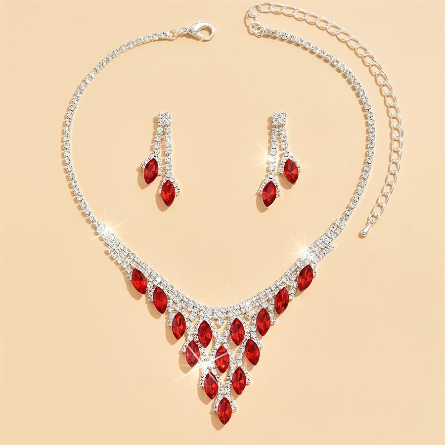 Exquisite Diamond Bridal Necklace and Earring Set - Premium Wedding Accessories красный