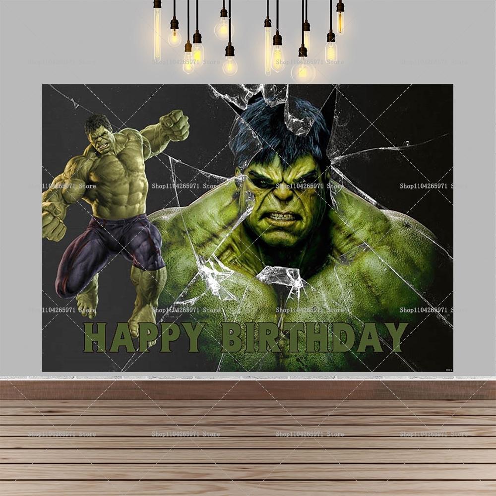 Fondo de foto de Hulk, superhéroe, gigante de dibujos animados verde, decoraciones para fiesta de cumpleaños infantil, artículos para baby shower.