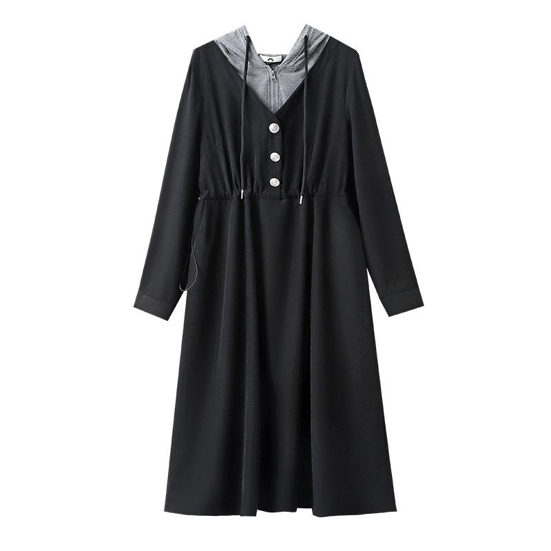 Two New Stylish and Elegant Waist-cinched Sweatshirt Dresses for Plus-size Women's Clothing In Spring and Autumn