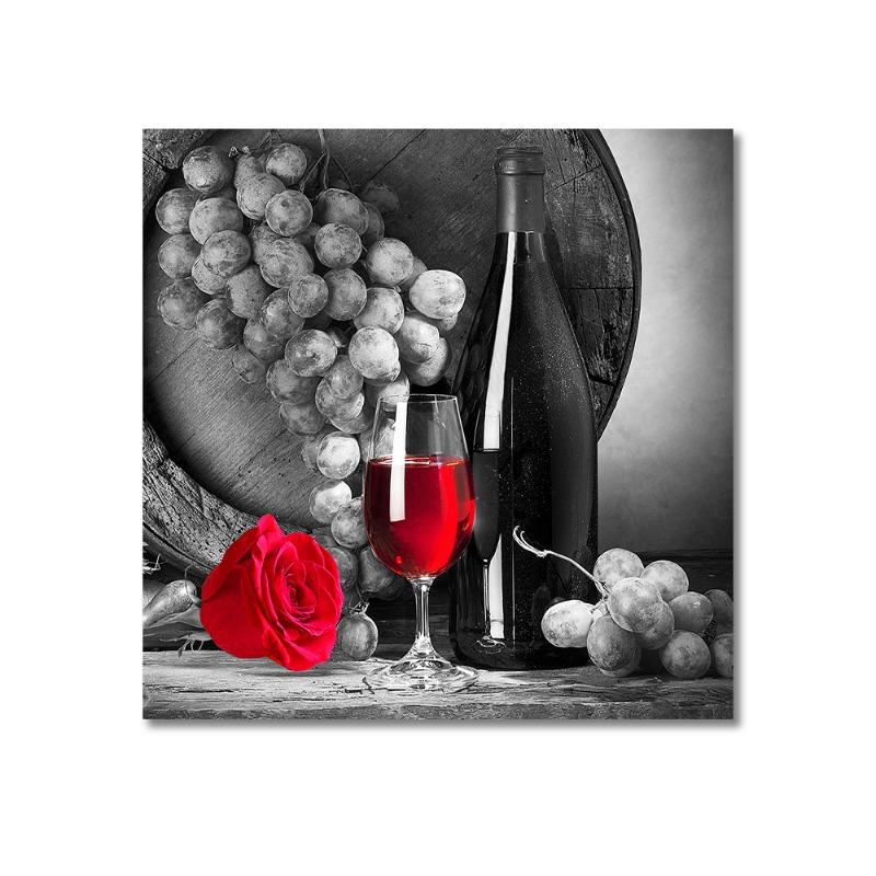 Kitchen Wall Art Decor Pictures Red Wine Glass Rose Painting On Canvas Poster and Prints Home Decoration Dining Room Restaurant