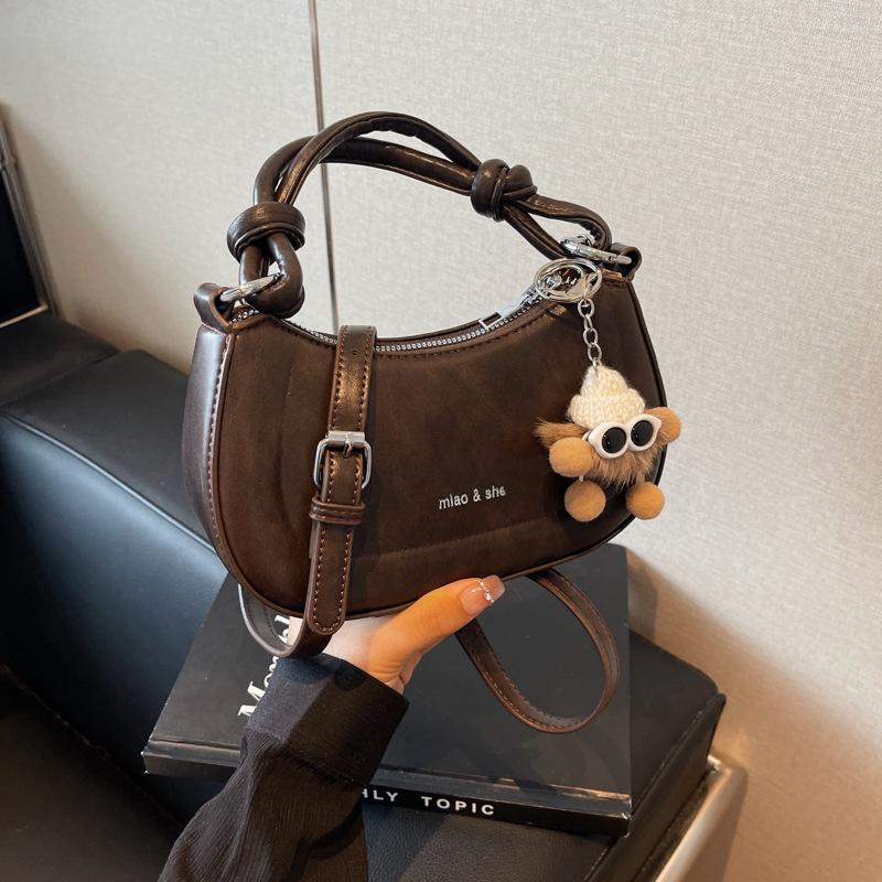 

Нова маленька жіноча сумка осінь-зима 2024 року, високоякісна текстурована портативна сумка-сідло, модна ретро-універсальна сумка-мессенджер у іноземному стилі темно-коричневого кольору