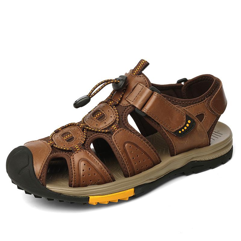 

Sandals summer non-slip and deodorant outdoor sports driving soft-soled leather Vietnamese beach cool slippers 46 коричневий