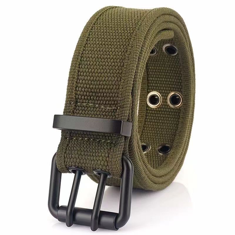 Belt Men'S Trendy Canvas Double Pin Buckle Belt Women'S Light Casual Jeans Belt