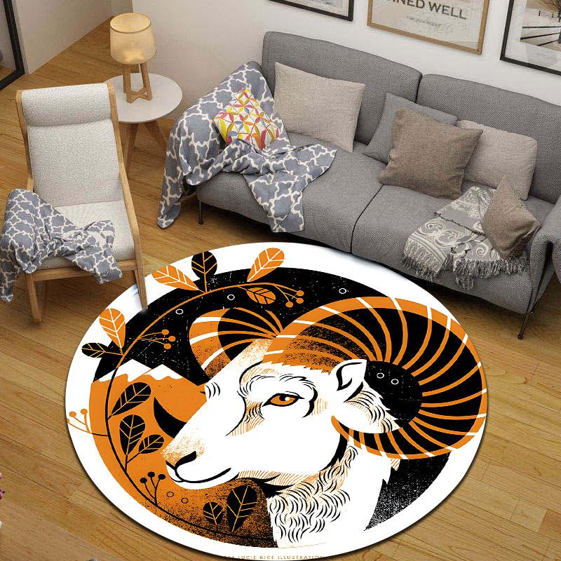 Serene Round Peacock Multicolor Accent Rug, Non-Slip Floor Mat for Family Room