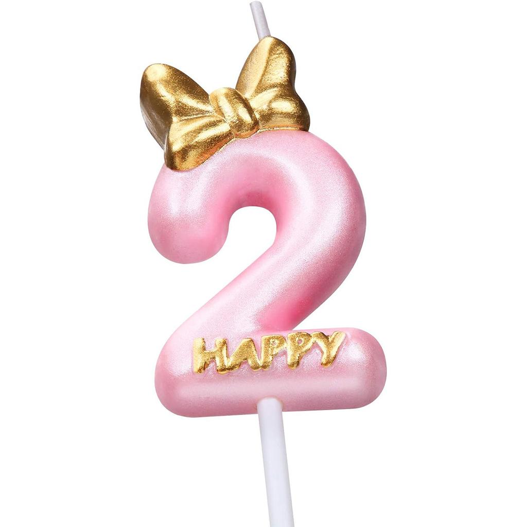 Number1 Pink Birthday Candle Girl Number Birthday Cake Topper Cupcake Candles in Holders forCake Topper Birthday  Decor Supplies