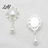 Sparkling Rhinestone Flatbacks for Clothing Decoration Pearl Charms Faux 2Pcs Oval 56x25mm Flatback Alloy Brooch Buttons Lightweight Decorative