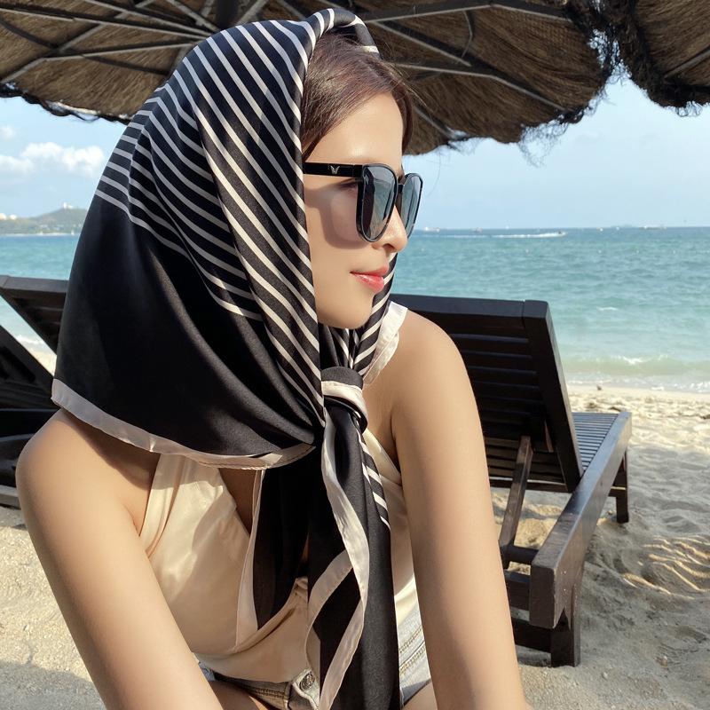 90 Square Scarves, Silk Scarves, Women's New Spring and Summer High-end Sense Versatile, Thin Scarves, Shawls Outside