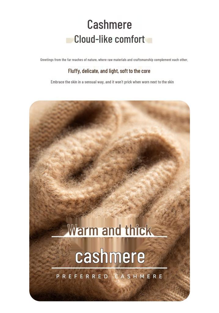 Women's Heavy Gauge Cashmere Cable Knit Sweater, Half-High Neck, Long Sleeve, Thickened Loose Pullover for Autumn Winter.