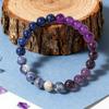 New Original Design Bohemian Natural Stone Round Bead Bracelet, Blue Stone Amethyst Beaded Bracelet.