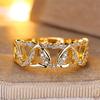 Boho Female White Crystal Zircon Stone Cute Gold Silver Color Love Heart Ring Vintage Wedding Jewelry For Women