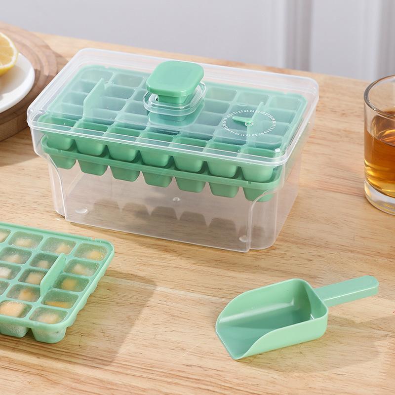 34/68 Compartments Ice Cube Mould Press Type With Lid Home Ice Box Ice Tool Freezer Ice Cube Maker Gifts