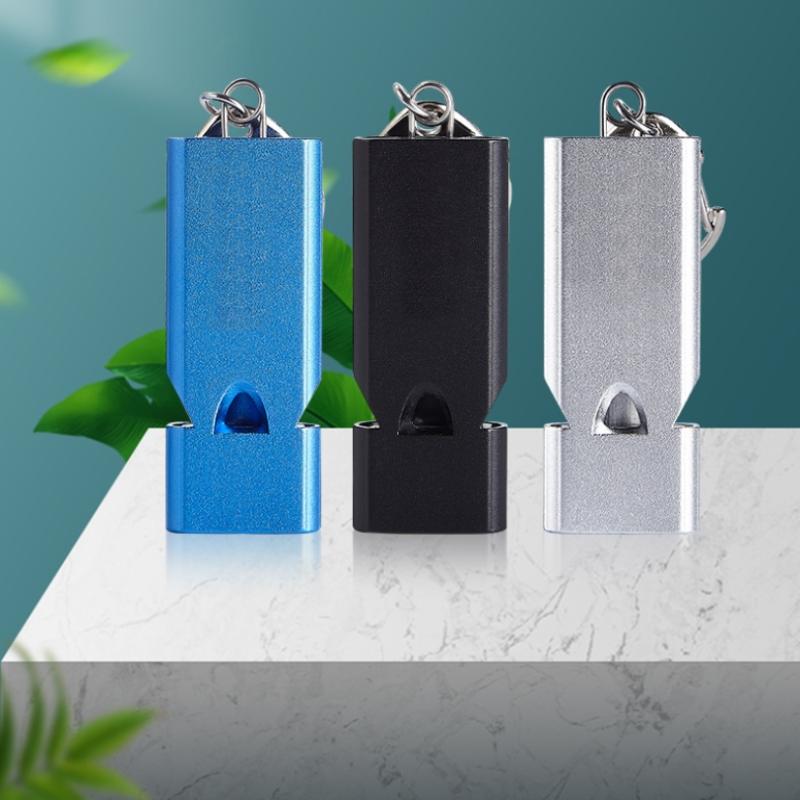 Flat Aluminum Alloy Three Tubes Survival Whistle Outdoor Survival Whistle Equipment Equipped EDC Tool