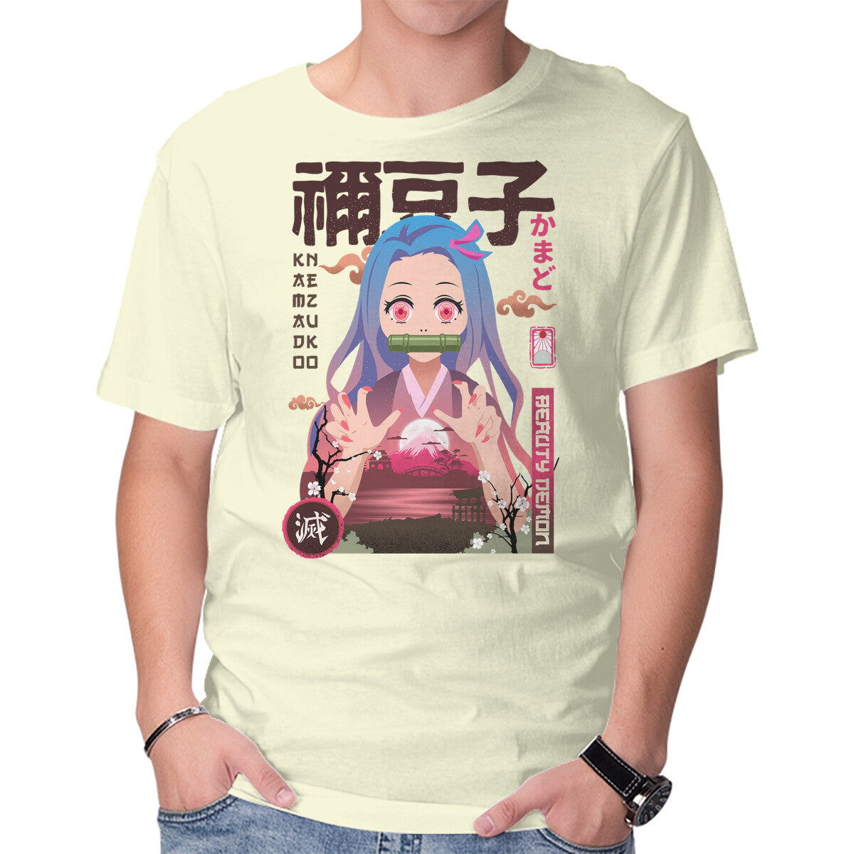 Unisex Crew Neck T-Shirt Beauty Demon Graphic Short Sleeve Casual Tee L