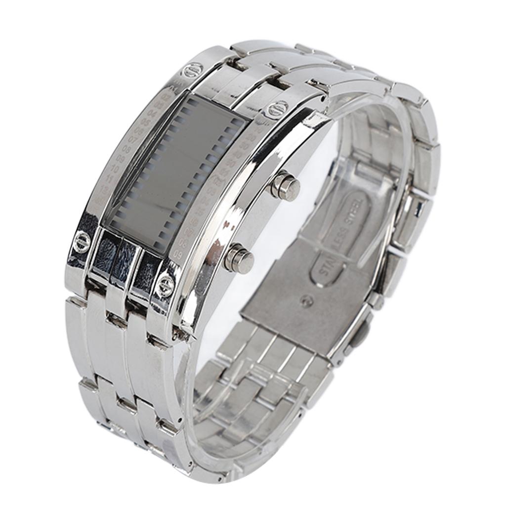 Men"s Watch Fashion Exquisite Waterproof Alloy Men"s LED Watch with Binary Time Mode Display(Men"s