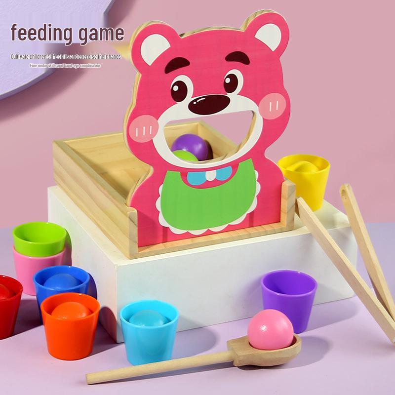 Wooden Multifunctional Kids' Toy: Color Sorting & Feeding Game