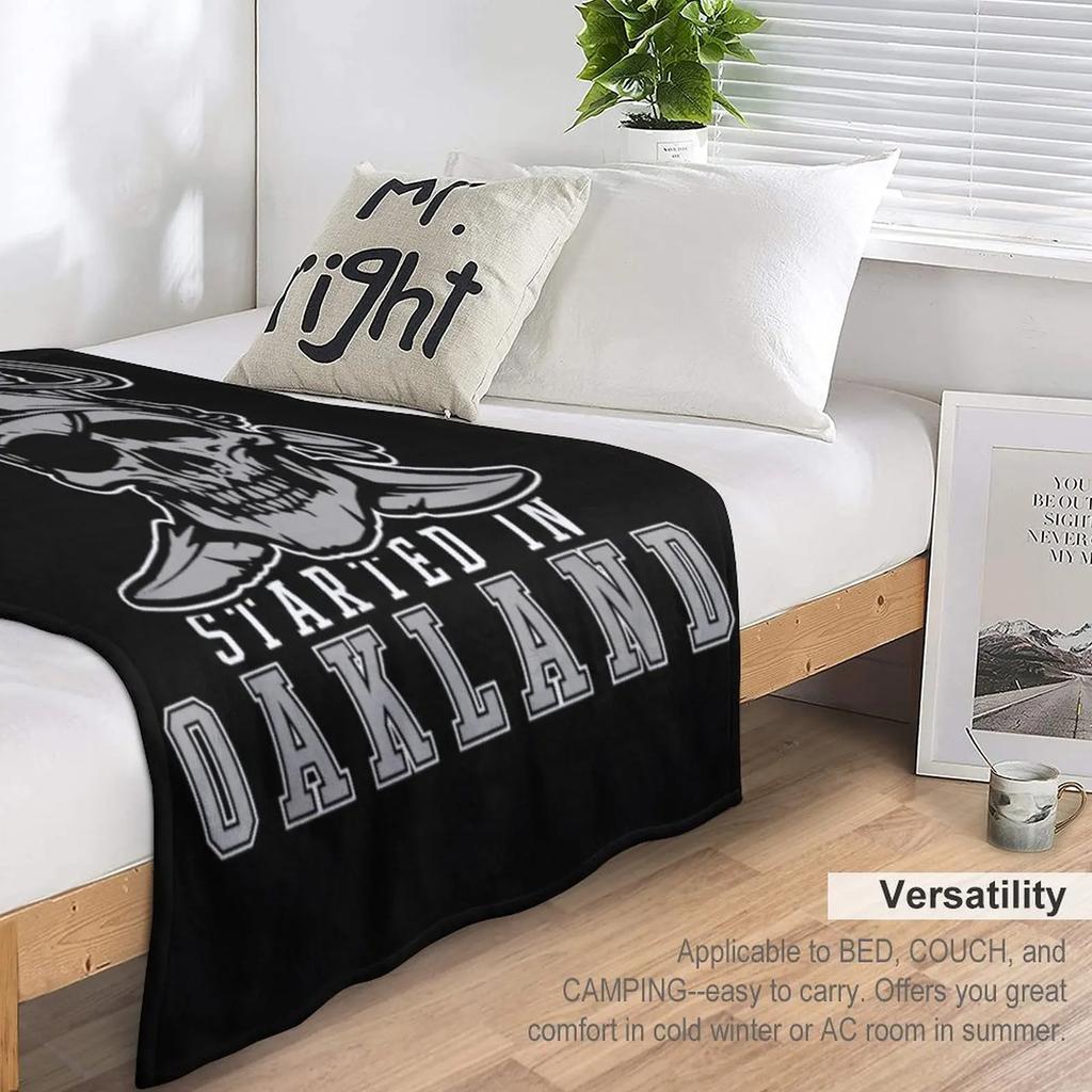 What Happens In Vegas Started In Oakland Fotball Raider T-skjorte Kastepledd Barnas Teppe Luksusmerke Teppe