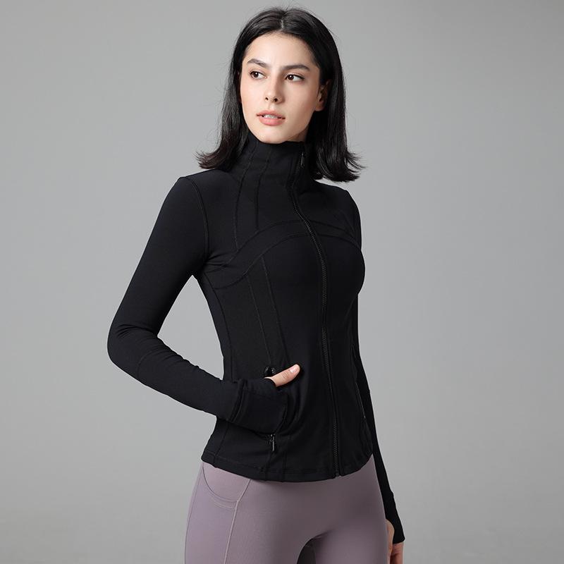 

Women s Slim Fit Winter Stand-Up Collar Zipper Sports Jacket for Fitness, Yoga, and Running 2/XS