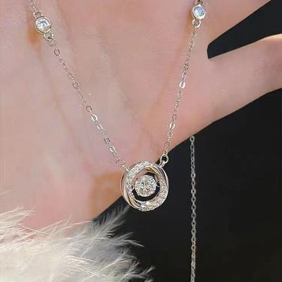 Collana Cuore Mobius Tre Secondi Donna Lusso Leggero Nicchia Alta Gamma Zircone Ciondolo Intelligente Temperamento Accessori Versatili