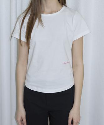 Nyuyogwogseu Embroidered Round Short Sleeve T-Shirt_White