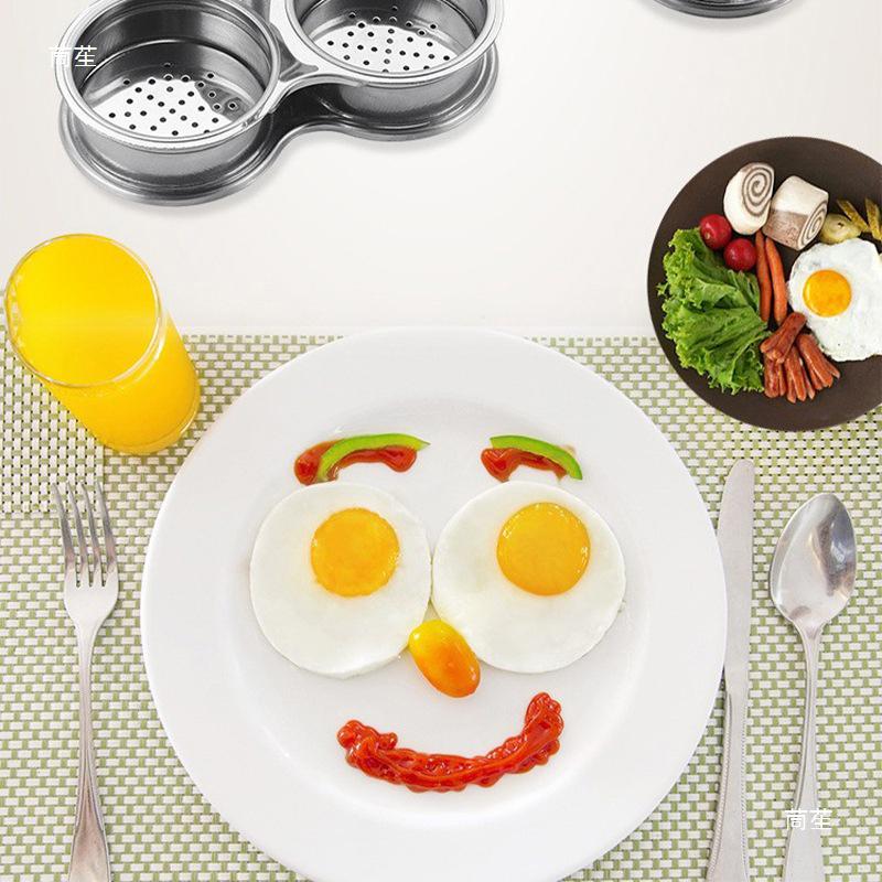 3 Holes Poached Egg Maker Stainless Steel Egg Pan Cooker Poacher Non-Stick Eggs Cup Steaming Cooking Tool Kitchen Gadgets