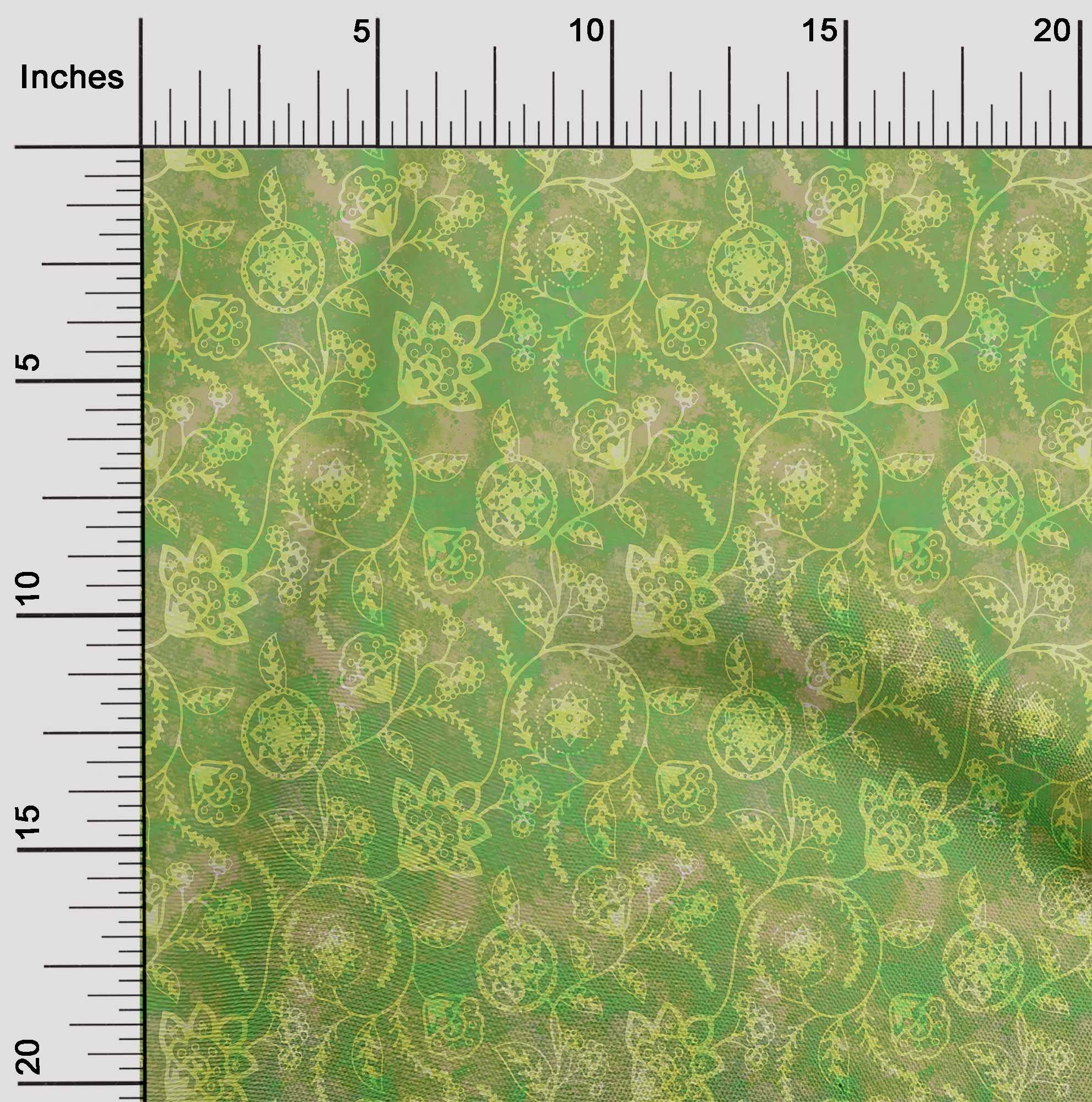 

OneOone Cotton Flex Green Fabric Batik Швейна тканина у дворі з друкованими принтами для шиття одягу своїми руками шириною 40 дюймів - 42 Inch Wide - Viscose Chiffon зелений