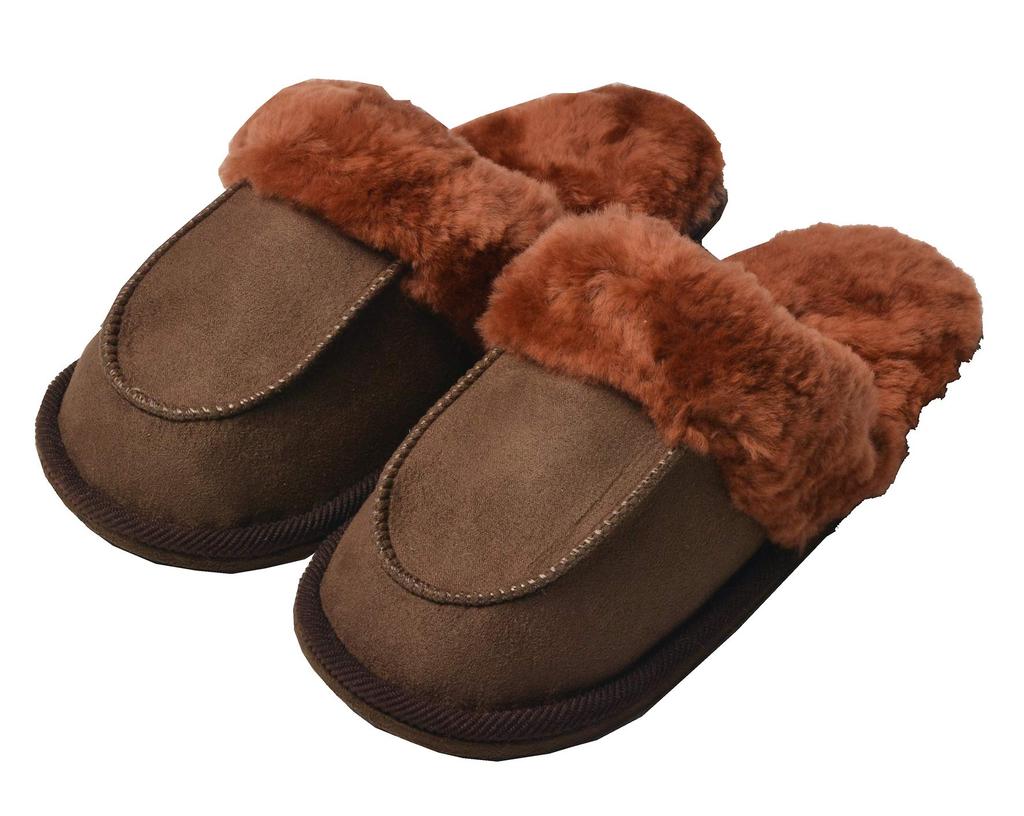 Hagiwara Brown Mouton One Size Fits Most To Product 240575004 "S-1808" Slippers, (Up 26cm), Code