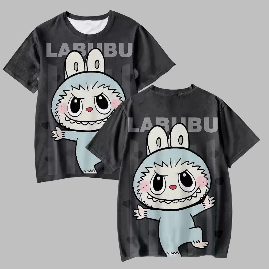 Labubu 3D-Druck Kinder T-Shirts Cartoon Junge Mädchen T-Shirt Paar Kurzarm Kinder Eltern-Kind Gleicher Stil