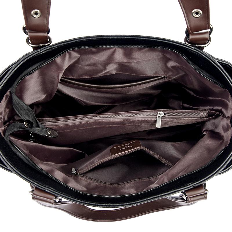 Women Vintage Faux Leather Tote Shoulder Bag, Large Capacity Commute Handbag with Detachable Crossbody Strap, Multi Zipper Pockets Retro Daily Travel