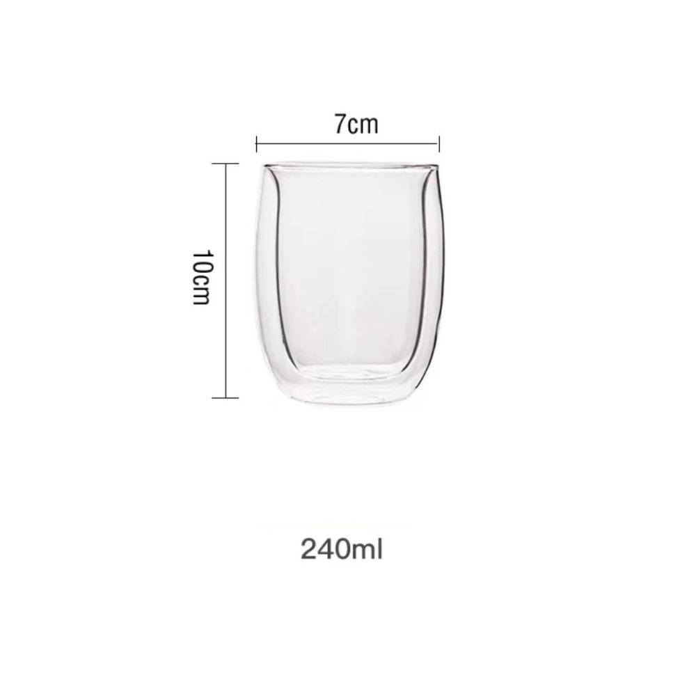 

Набор из 2/4 стеклянных кофейных чашек с двойными стенками, термостойкая кружка для молока, эспрессо, капучино, чашка для сока, чая 240/300 мл 2pcs