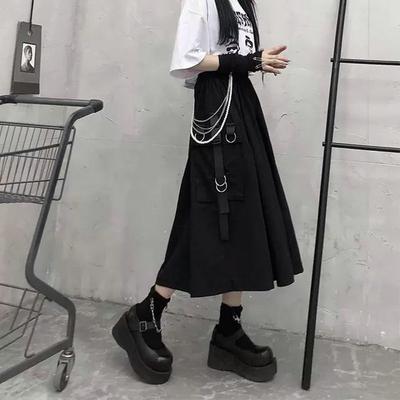 Gonna lunga nera estiva 2024 da donna Harajuku Streetwear A-line elegante gonna cargo da donna
