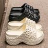 Elegantes Zapatillas de Arrastre Rectas de Fondo Grueso para Mujer, Nuevo Diseño de Diamantes, Zapatos de Playa Antideslizantes de Moda
