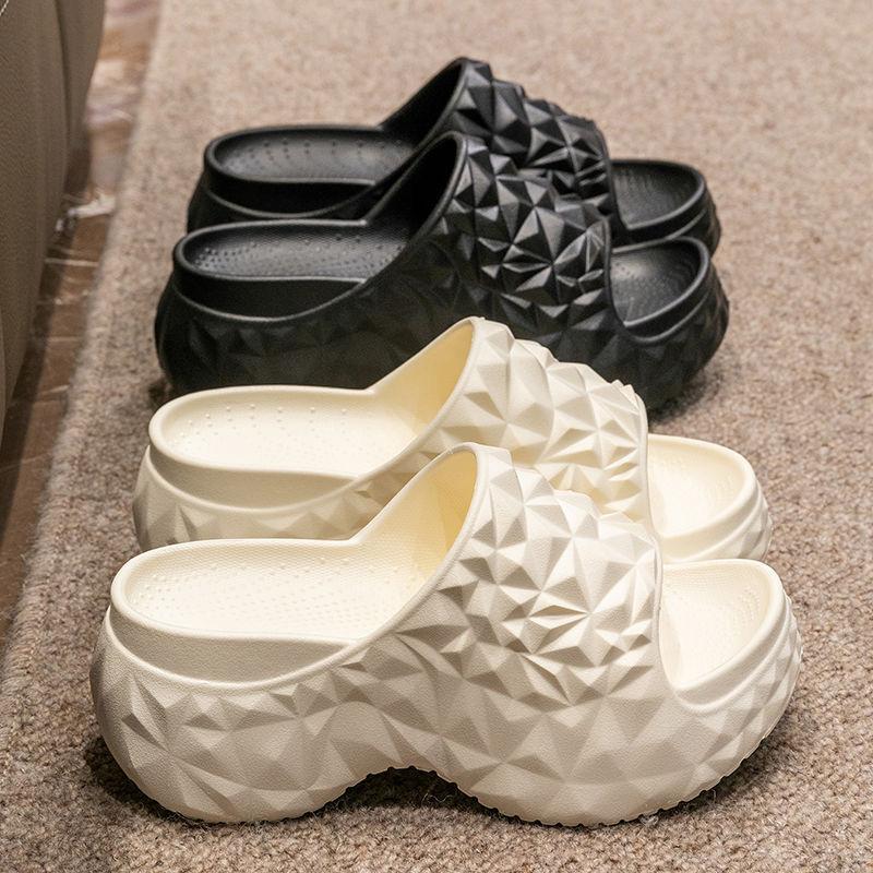 Elegantes Zapatillas de Arrastre Rectas de Fondo Grueso para Mujer, Nuevo Diseño de Diamantes, Zapatos de Playa Antideslizantes de Moda