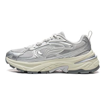 Li Ning Coleção Wind Amortecimento Antiderrapante Resistente à Abrasão Suporte Cano Baixo Calçados Casuais Femininos Cinza AGLW004-2