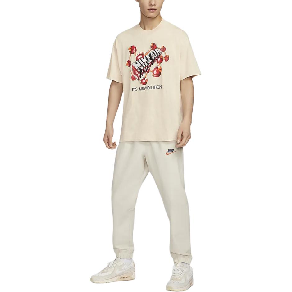Nike Sportswear Pattern Letter Print Crew Neck Short Sleeve T-Shirt Men T-Shirts Sand-Dune-White FZ5400-110