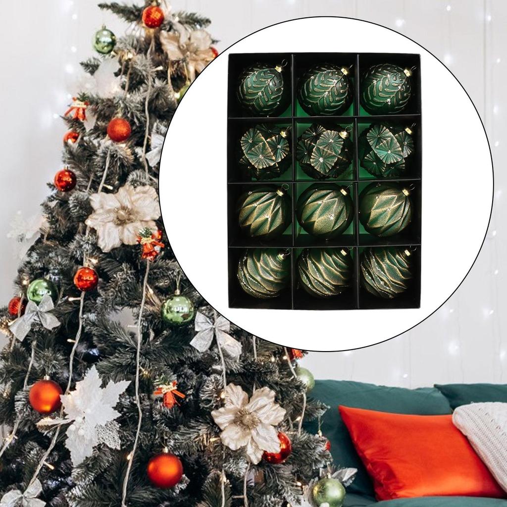 12Pcs Christmas Ball Ornaments Antique Style Christmas Tree Hanging Ornaments Decorative Hanging Baubles for Home Indoor Party