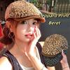 Flat Leopard Newsboy Cap Vintage Painter Cap Trend Leopard Print Beret  Streetwear
