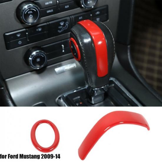 Red Central Gear Shift Handlebar Knob Trim Decor Cover for Ford Mustang 2009-14