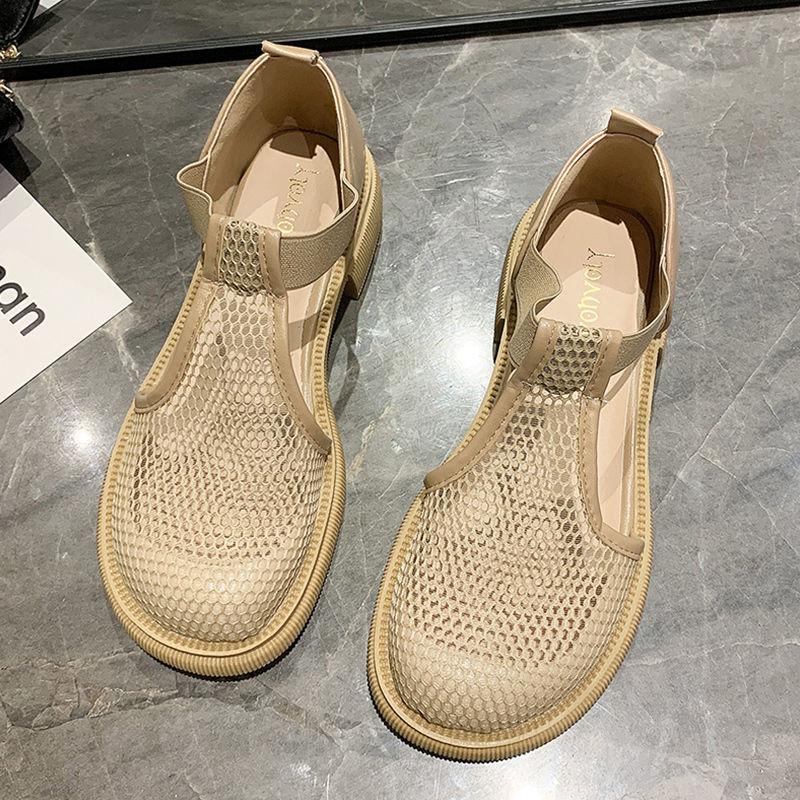 Balíček Sandály na hlavě Dámské Léto Venkovní nošení Síťované duté Prodyšné Boty s velkou hlavou Silné na podpatku Římské boty