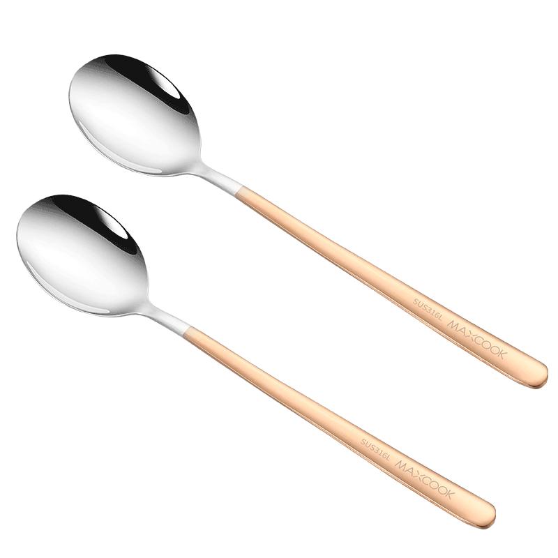 MAXCOOK 316L Stainless Steel Rose Gold 2-Piece Spoon Set