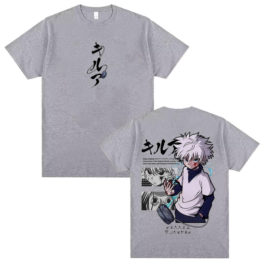 Anime Hunter X Hunter Tshirt Killua Zoldyck Graphic Tshirts Men Women Casual Vintage Cotton Tee Shirt Mens Oversized T Shirts