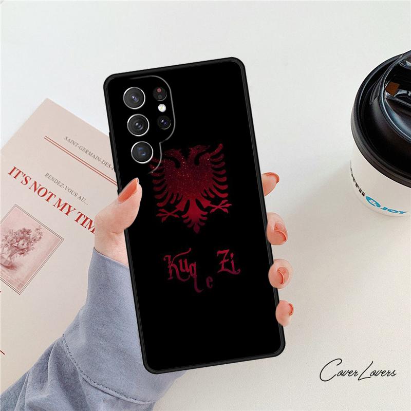 Albania Flag Eagle Phone Case For Samsung Galaxy S24 S25 S23 S22 Ultra Note 10 20 Plus S20 S21 FE Cover