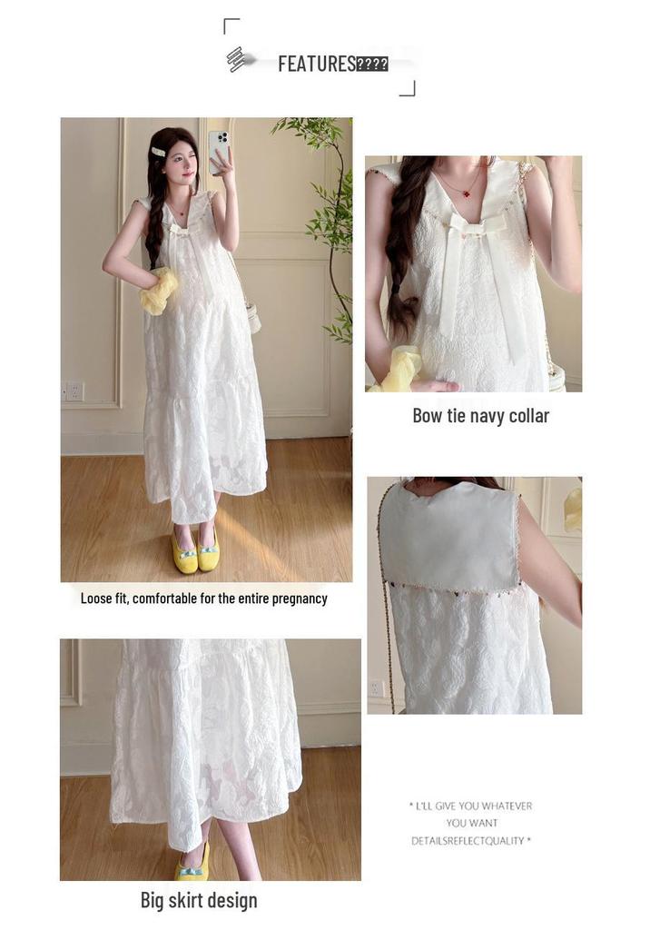 2026 Summer Slim Fit French Fairy Plus Size Sleeveless Maternity Dress