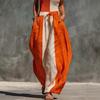 Strapless Orange Beige Contrast Cotton Linen Jumpsuit Loose Fit 2026