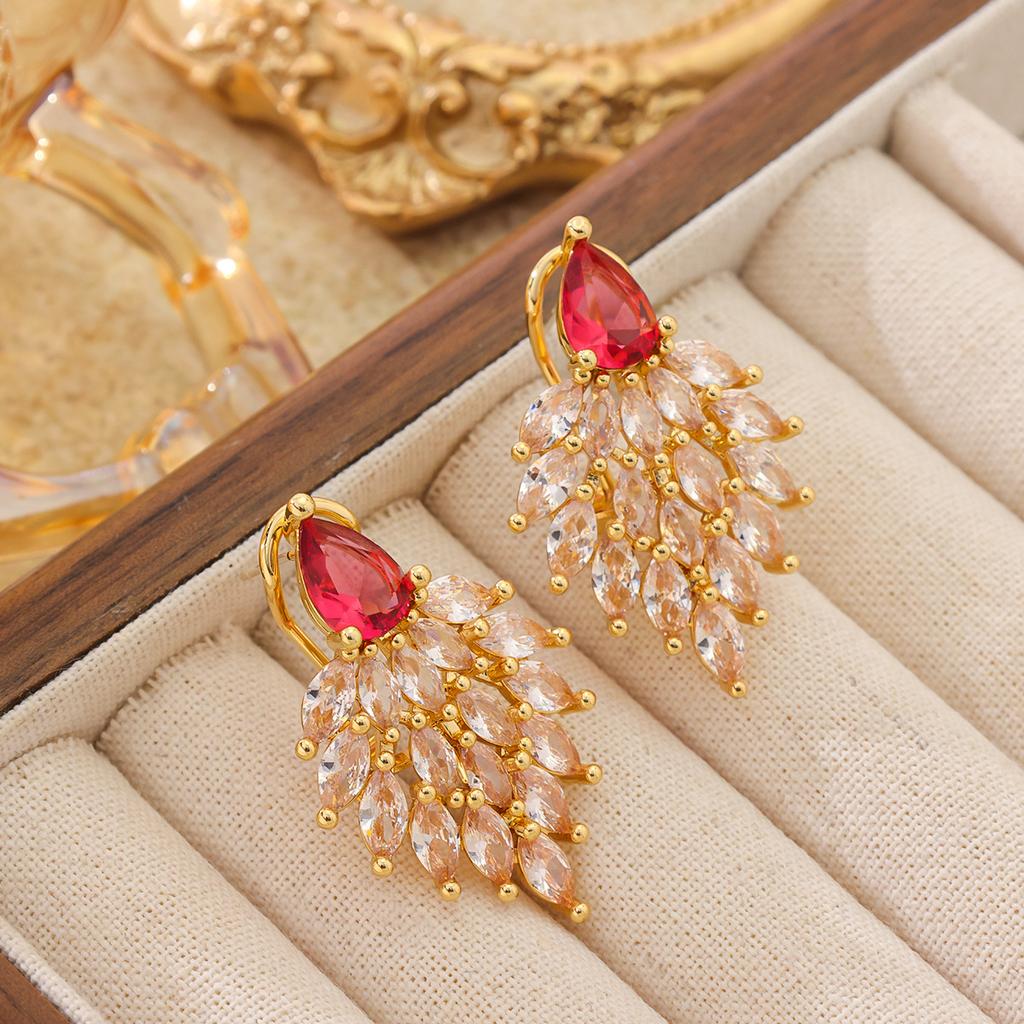 Earrings Copper Inlaid Zircon Light Luxury High-End Silver Needle Stud Earrings