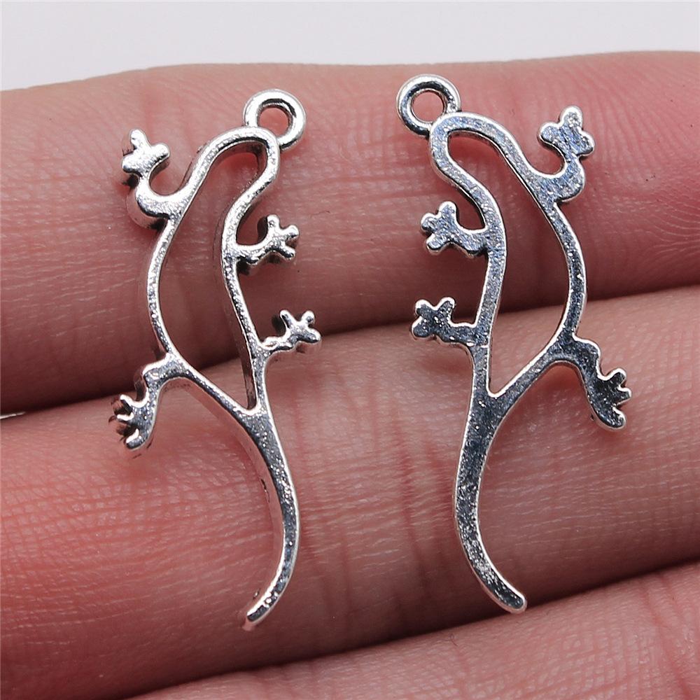 10pcs Charms Chameleon Gecko House Lizard Handmade Craft Pendant Making Vintage Tibetan Bronze Silver Color DIY For Necklace