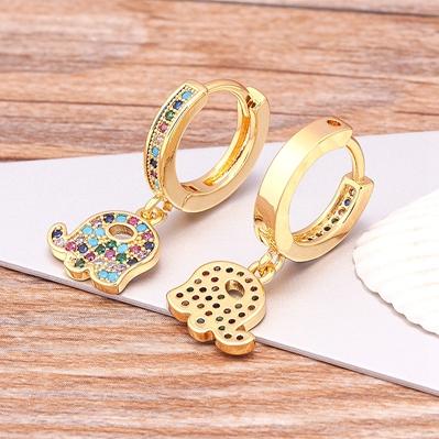 Trendy Bohemian Zircon Hollow Blue Evil Eye Hoop Earrings for Women Cute Unique Gold Color Crystal Drop Earrings Party Jewelry