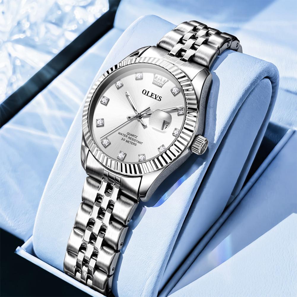 Beautiful Women's Watches Silver Stainless Steel Fashion Quartz Watch for Lady Minimalist Date Luminous Hands Wristwatch