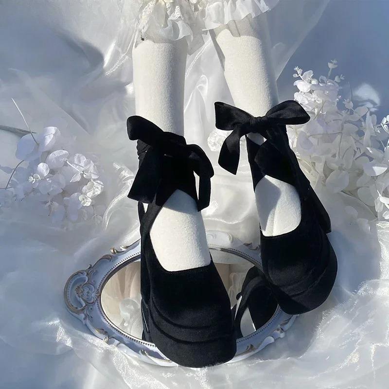 Projektant Mody Platforma Damskie Buty Mary Jane Buty Czółenka do Sukienki Moda Eleganckie Buty na Grubym Obcasie z Paskiem Krzyżowym Damskie Buty w Stylu Kolegialnym